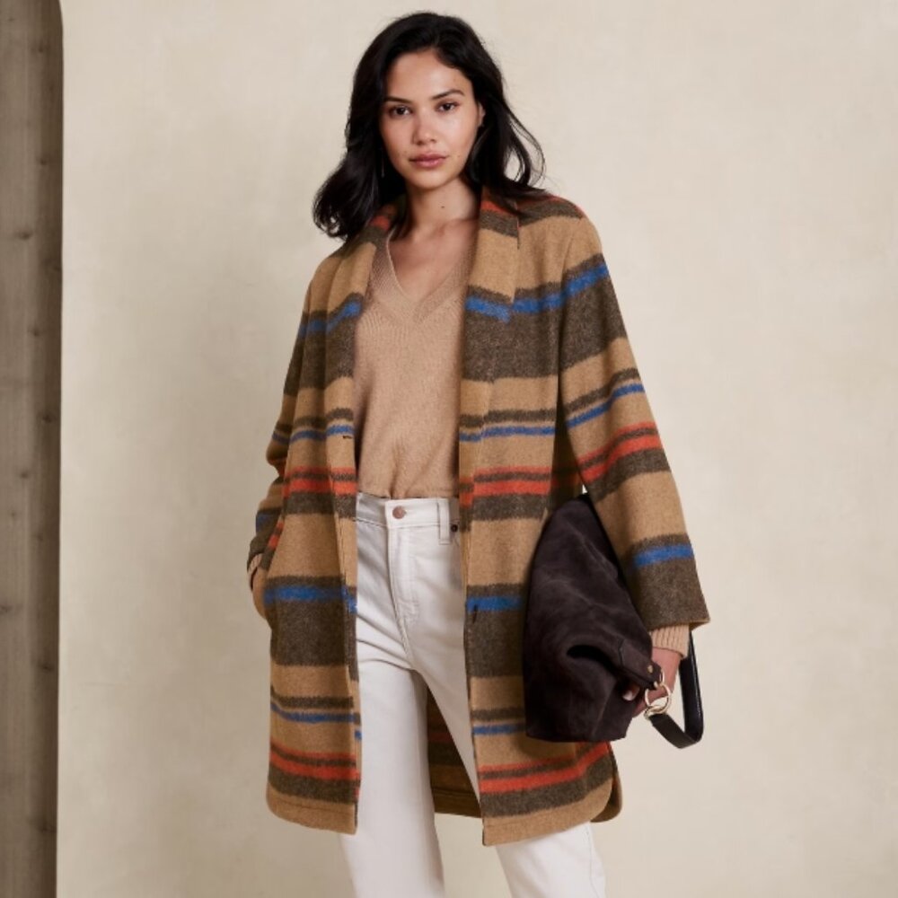 Banana Republic Factory Striped Shawl Collar Coat